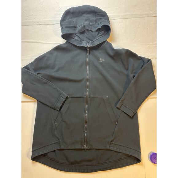 NIKE TECH FLEECE CAPE HOODIE JACKET 811710-010 BLACK WOMENS MEDIUM - Picture 1 of 10